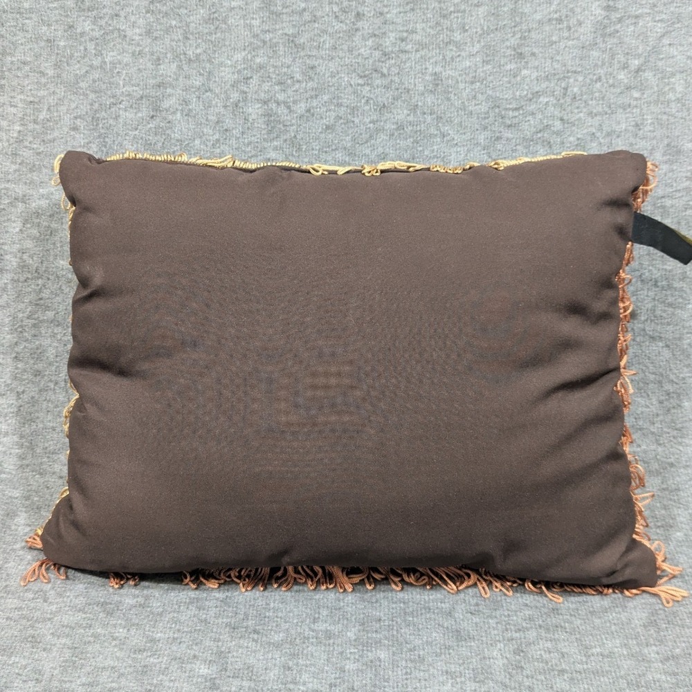 Borgata Gold Copper Rectangle Textured Tasseled Throw Accent Pillow 15" x 12" - Picture 2 of 5